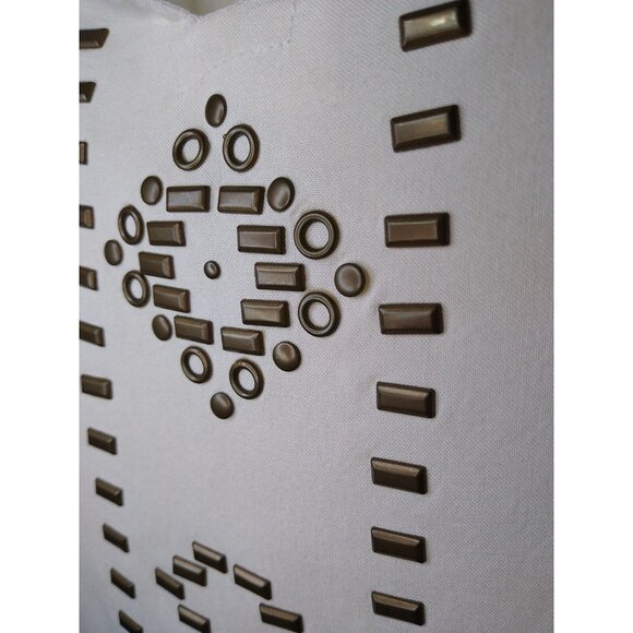 Wrangler Womens M Cream Long Sleeve Tunic Top Metal Detail Peasant Western - Picture 3 of 7